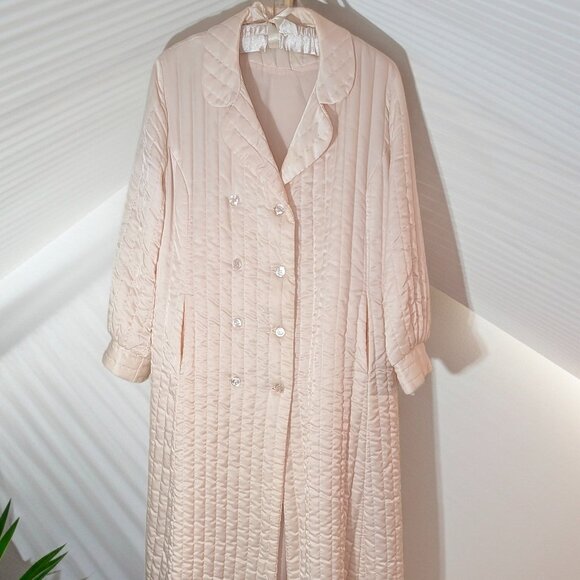 Vintage Quilted Double-Breasted Housecoat